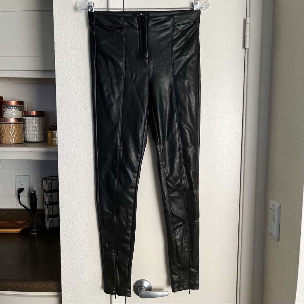 7 For All Mankind | Black Faux Leather High Waist Ankle Legging